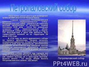 Петропаловский собор Пётр лично указал место для возведения храма во имя апостол