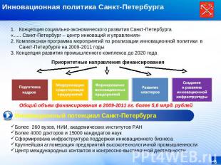 Инновационная политика Санкт-Петербурга Концепция социально-экономического разви