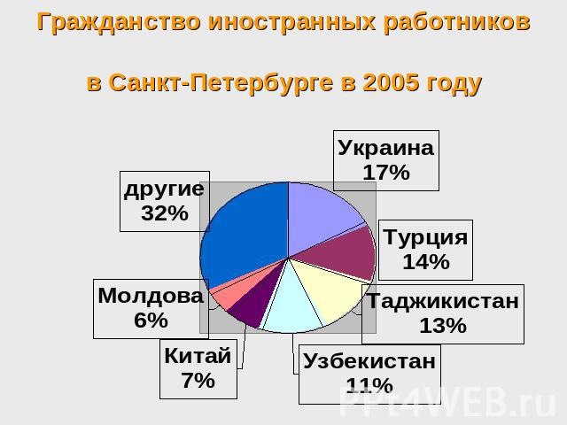 Гражданство иностранных работников в Санкт-Петербурге в 2005 году