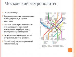 Московский метрополитен Структура метро Через какие станции надо проехать, чтобы