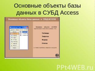 Основные объекты базы данных в СУБД Access