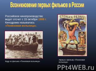 Возникновение первых фильмов в России Российское кинопроизводство ведет отсчет с