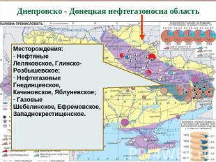 Днепровско - Донецкая нефтегазоносна область Месторождения: Нефтяные Леляковское