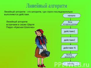 Линейный алгоритм Линейный алгоритм - это алгоритм, где строго последовательно в