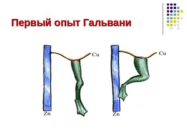 Первый опыт Гальвани