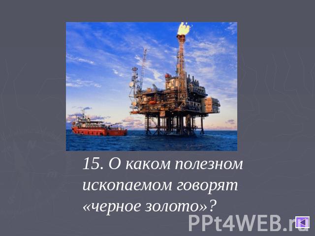 15. О каком полезном ископаемом говорят «черное золото»?