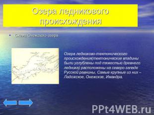 Озера ледникового происхождения Схема Онежского озера Озера ледниково-тектоничес