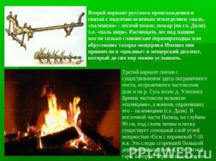 Второй вариант русского происхождения и связан с подсечно-огневым земледелием «п