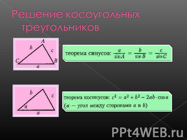 Решение косоугольных треугольников