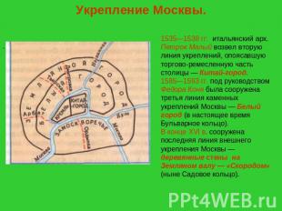 Укрепление Москвы. 1535—1538 гг: итальянский арх. Петрок Малый возвел вторую лин
