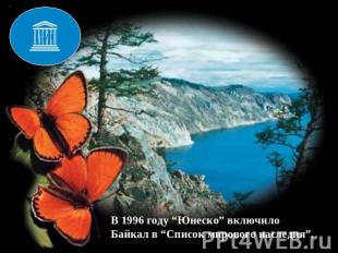 В 1996 году “Юнеско” включило Байкал в “Список мирового наследия”.