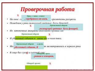 Проверочная работа На окне серебряном от инея за ночь хризантемы расцвели. Помед