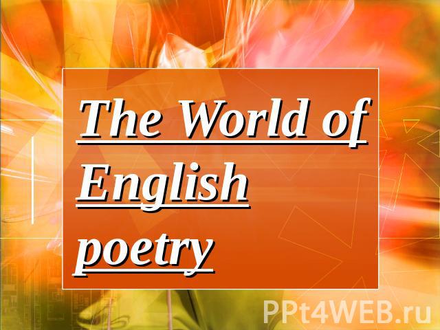 The World of English poetry