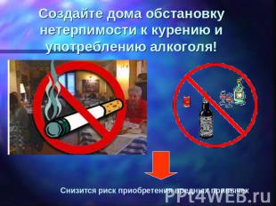 Создайте дома обстановку нетерпимости к курению и употреблению алкоголя! Снизитс