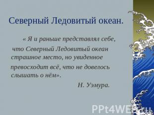 Северный Ледовитый океан. « Я и раньше представлял себе, что Северный Ледовитый