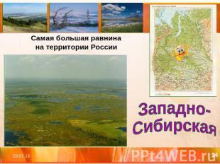 Самая большая равнинана территории РоссииЗападно-Сибирская