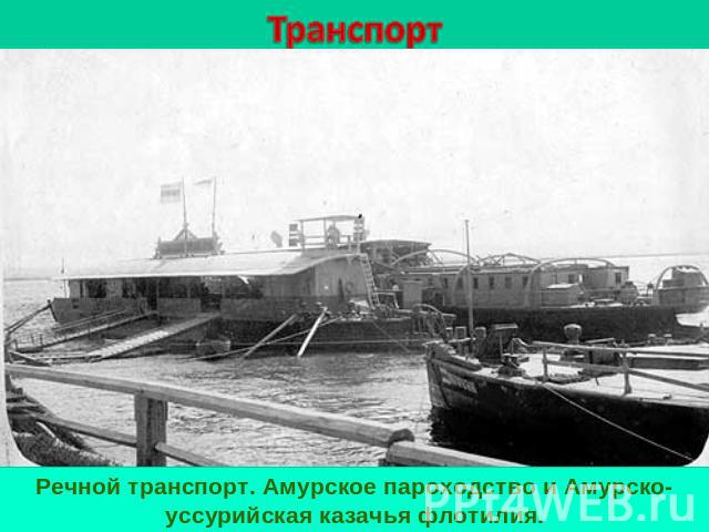 ТранспортРечной транспорт. Амурское пароходство и Амурско-уссурийская казачья флотилия.