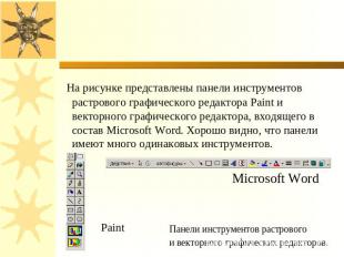 На рисунке представлены панели инструментов растрового графического редактора Pa