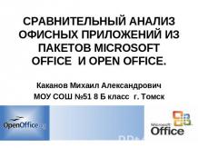 Сравнительный анализ офисных приложений из пакетов Microsoft Office и Open Offic