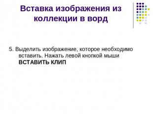 Вставка изображения из коллекции в ворд 5. Выделить изображение, которое необход