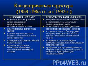Концентрическая структура (1959 -1965 гг. и с 1993 г.) Недоработки 1959-65 гг.не