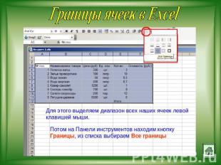 Границы ячеек в Excel