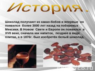 История. Шоколад получают из какао-бобов и впервые он появился более 3000 лет на
