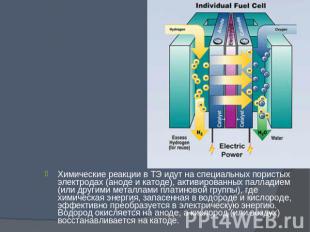 Химические реакции в ТЭ идут на специальных пористых электродах (аноде и катоде)