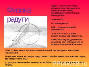 Физика радуги Радуга - гигантское колесо, которое как на ось надето на воображае