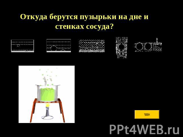 Откуда берутся пузырьки на дне и стенках сосуда?