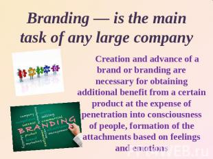 Branding — is the main task of any large company Creation and advance of a brand