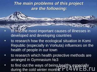 The main problems of this project are the following: to find the most important