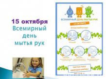 15 октября Всемирный день мытья рук