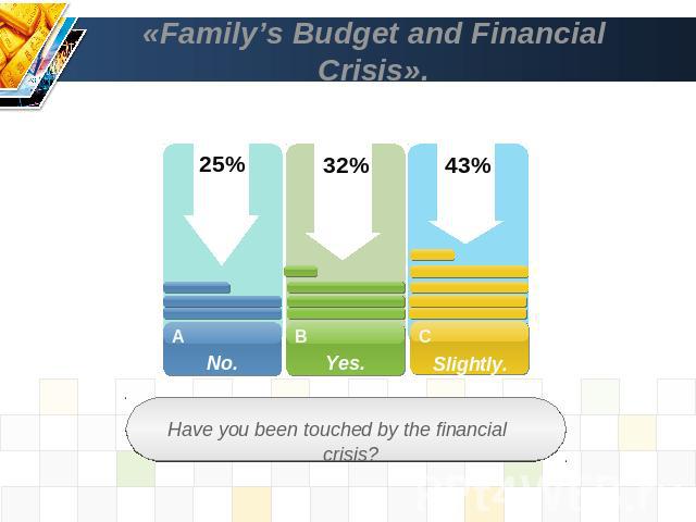 «Family’s Budget and Financial Crisis». Have you been touched by the financial crisis?