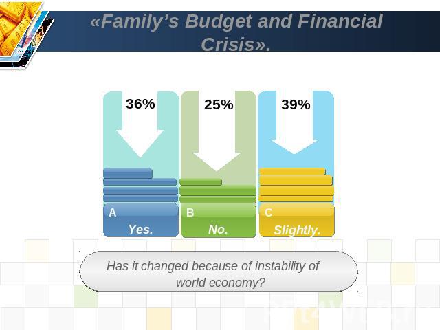 «Family’s Budget and Financial Crisis». Has it changed because of instability of world economy?