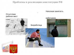 Проблемы в реализации конституции РФ Отсутствие рабочих мест Неполная занятость