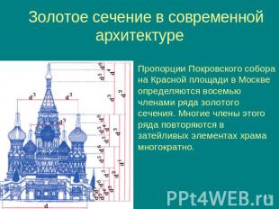 Золотое сечение в современной архитектуре Пропорции Покровского собора на Красно