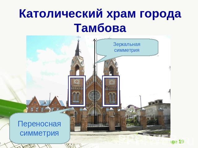 Католический храм города Тамбова Зеркальная симметрия Переносная симметрия