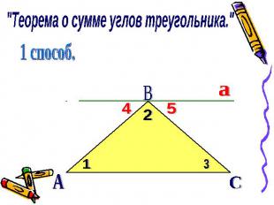 "Теорема о сумме углов треугольника." 1 способ.