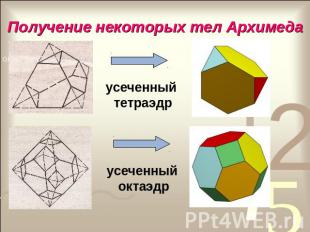 Получение некоторых тел Архимеда усеченный тетраэдрусеченный октаэдр