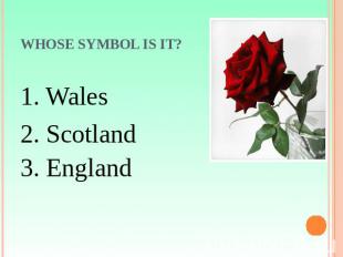 Whose symbol is it? 1. Wales2. Scotland3. England