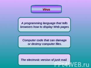 VirusA programming language that tells browsers how to display Web pages.Compute