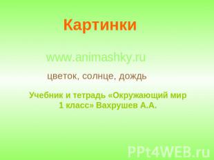 Картинки www.animashky.ru цветок, солнце, дождьУчебник и тетрадь «Окружающий мир