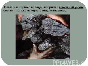 Некоторые горные породы, например каменный уголь, состоят только из одного вида