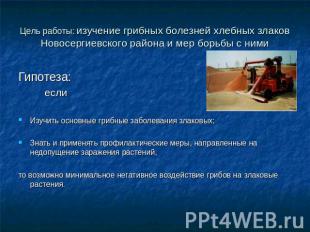 Цель работы: изучение грибных болезней хлебных злаков Новосергиевского района и