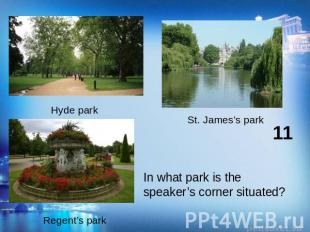 In what park is the speaker’s corner situated?