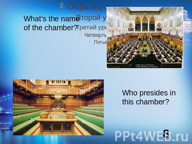 What’s the name of the chamber?Who presides in this chamber?