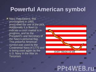 Powerful American symbol Navy Regulations, first promulgated in 1865, prescribed