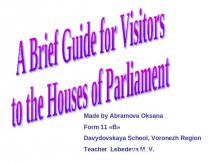 A Brief Guide for Visitors to the Houses of Parliament