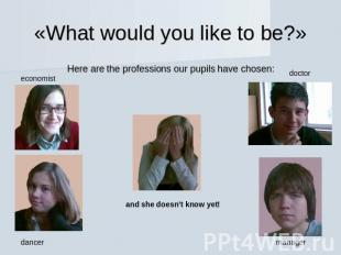 «What would you like to be?» Here are the professions our pupils have chosen: ec
